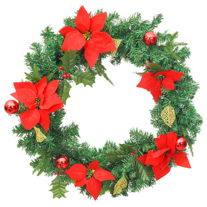 Christmas Wreath with LED Lights Green 60 cm PVC - OLBRIT