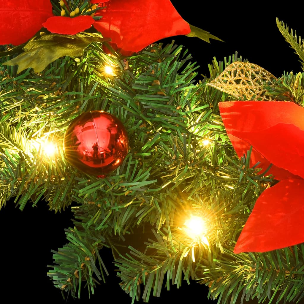 Christmas Wreath with LED Lights Green 60 cm PVC - OLBRIT
