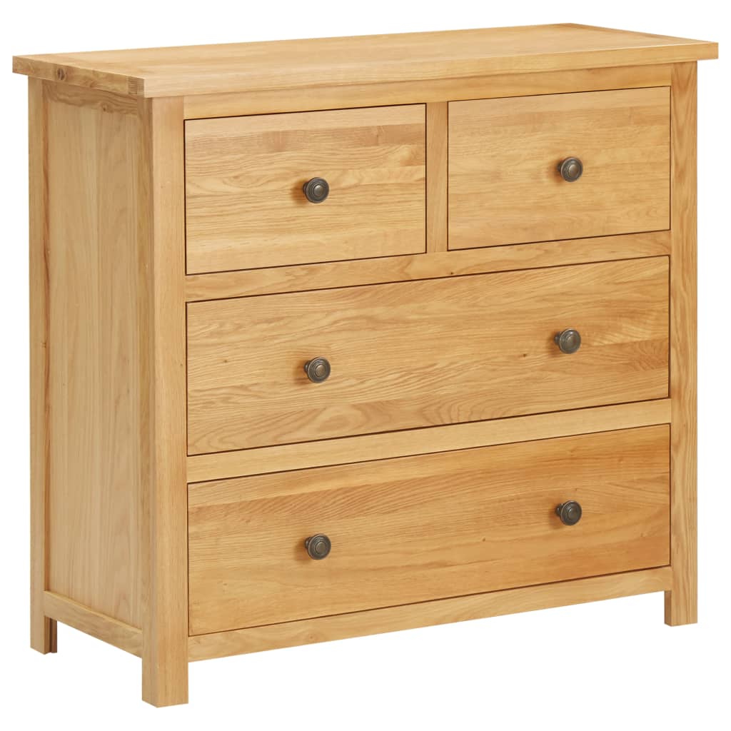 Chest of Drawers 80x35x75 cm Solid Oak Wood - OLBRIT