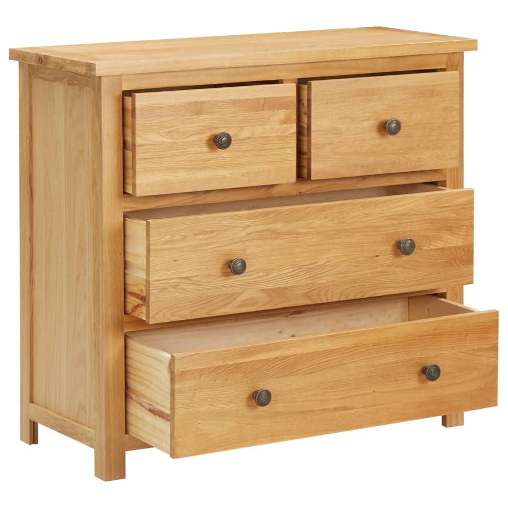 Chest of Drawers 80x35x75 cm Solid Oak Wood - OLBRIT