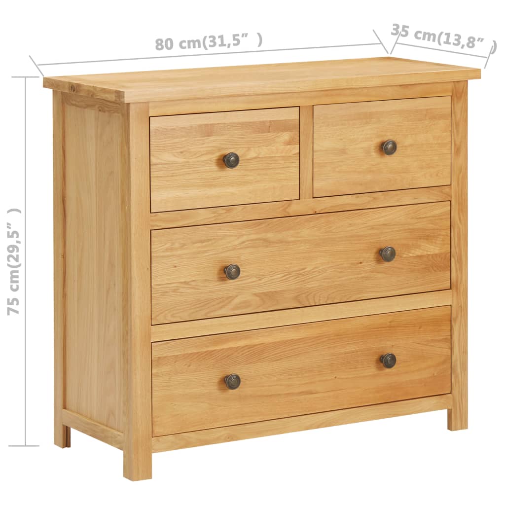 Chest of Drawers 80x35x75 cm Solid Oak Wood - OLBRIT