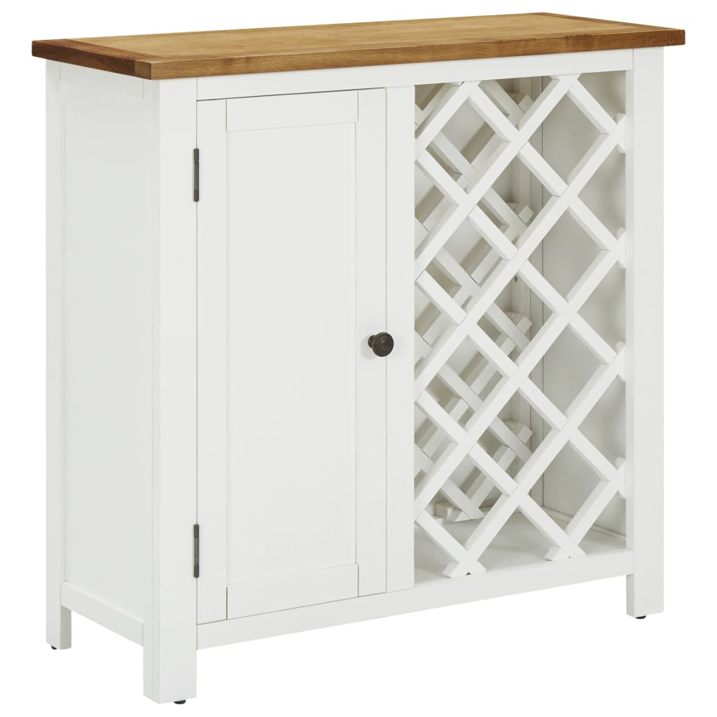 Wine Cabinet 80x32x80 cm Solid Oak Wood - OLBRIT