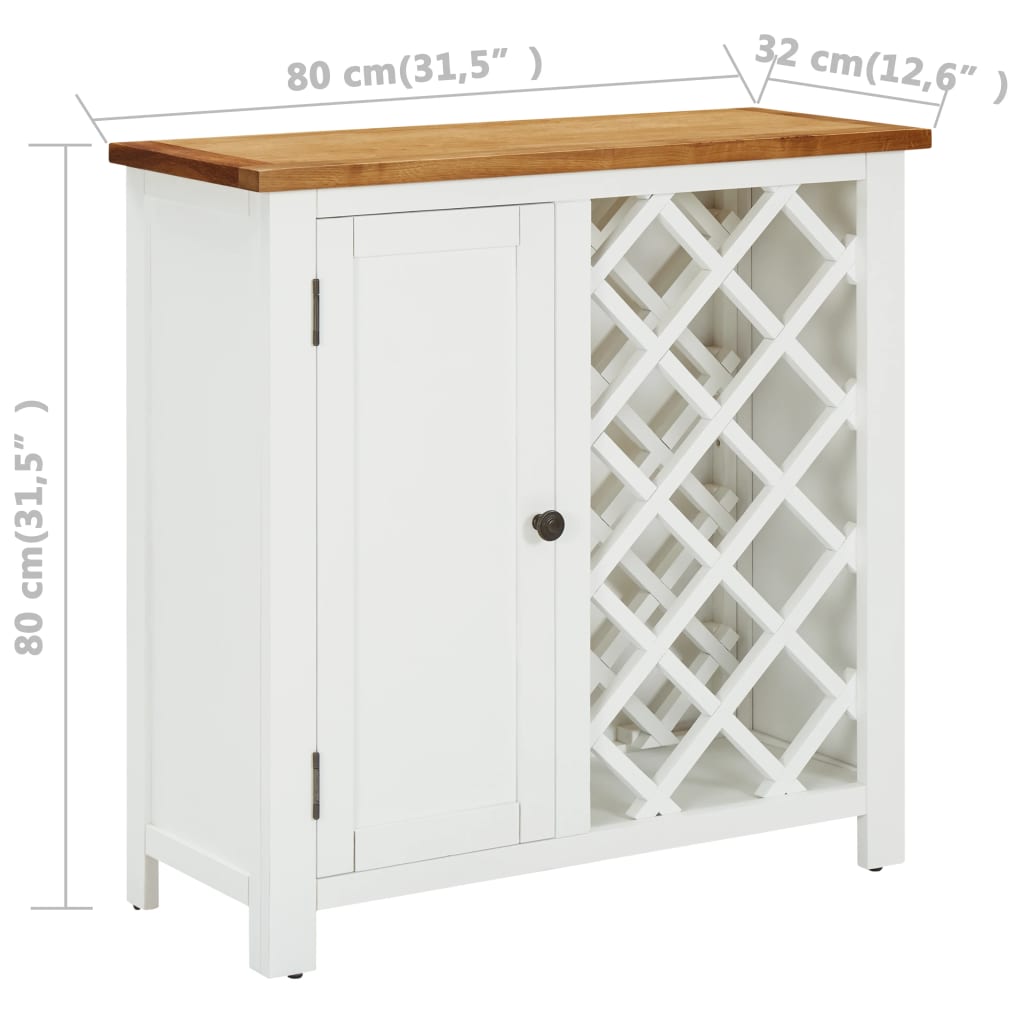 Wine Cabinet 80x32x80 cm Solid Oak Wood - OLBRIT