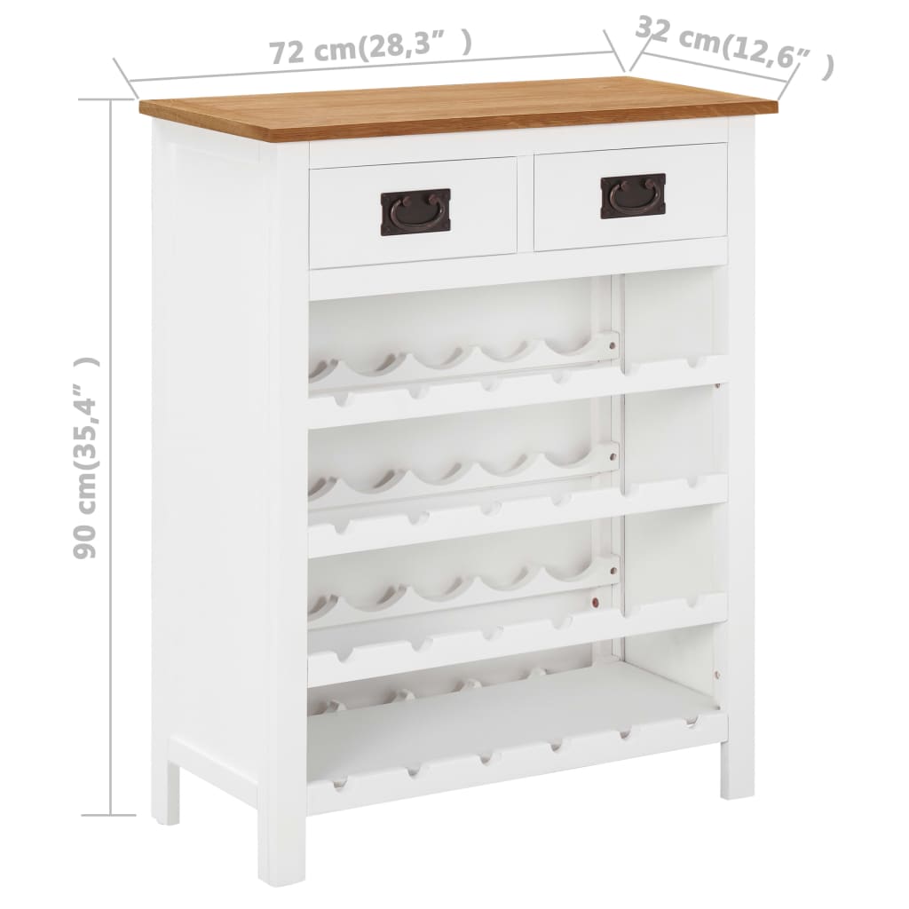 Wine Cabinet 72x32x90 cm Solid Oak Wood - OLBRIT