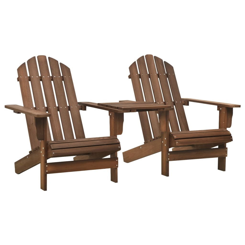 Garden Adirondack Chair Solid Fir Wood Brown - OLBRIT