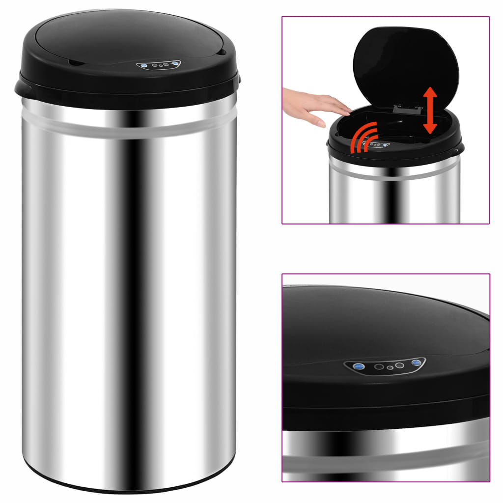 Automatic Sensor Dustbin 50 L Stainless Steel - OLBRIT
