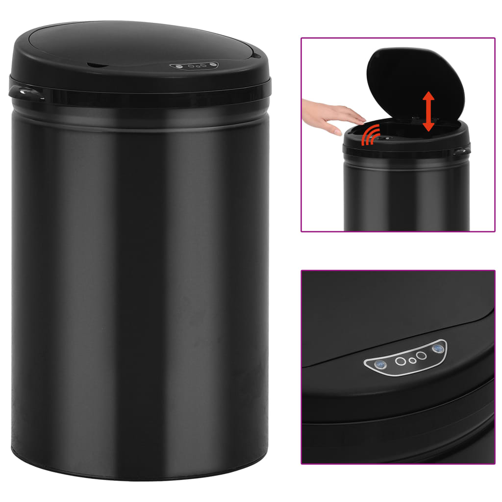 Automatic Sensor Dustbin 30 L Carbon Steel Black - OLBRIT