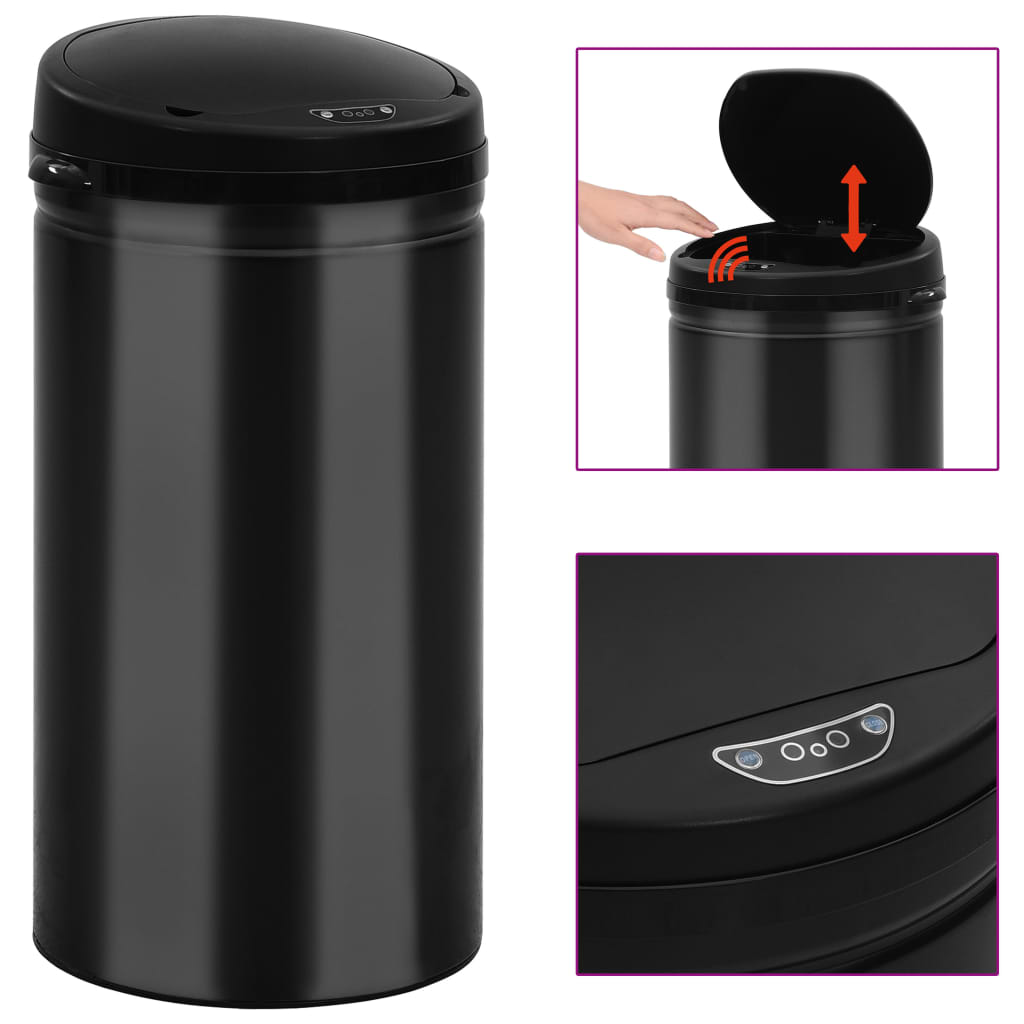 Automatic Sensor Dustbin 50 L Carbon Steel Black - OLBRIT
