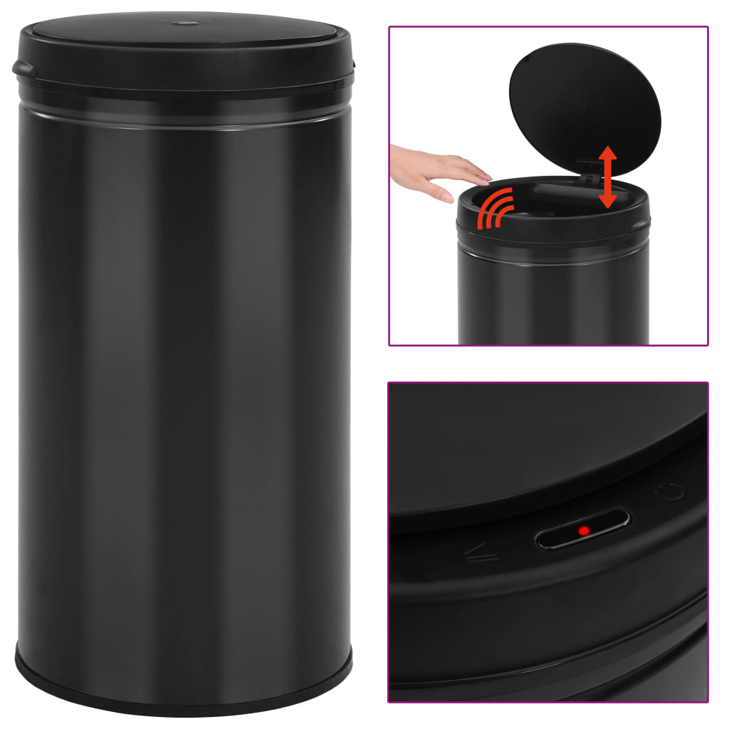 Automatic Sensor Dustbin 60 L Carbon Steel Black - OLBRIT