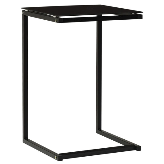 Side Table Black 40x40x60 cm Tempered Glass - OLBRIT