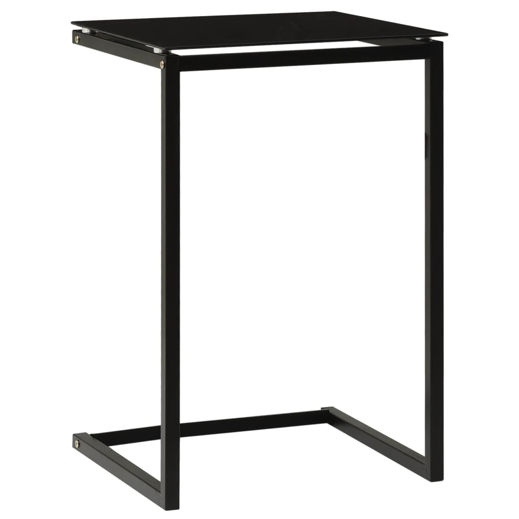 Side Table Black 40x40x60 cm Tempered Glass - OLBRIT