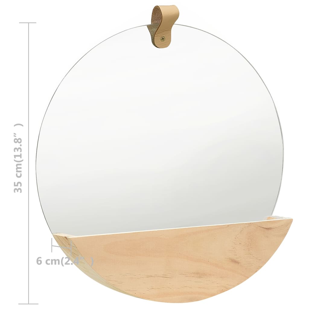 Wall Mirror Solid Pinewood 35 cm - OLBRIT