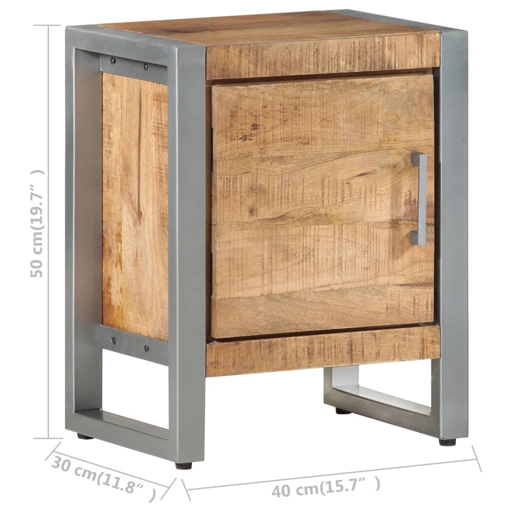 Bedside Cabinet 40x30x50 cm Rough Mango Wood - OLBRIT