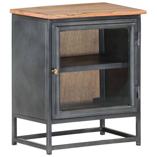 Bedside Cabinet Grey 40x30x50 cm Solid Acacia Wood - OLBRIT