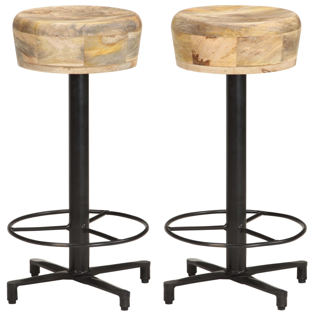 Bar Stools 2 pcs 66 cm Solid Mango Wood - OLBRIT