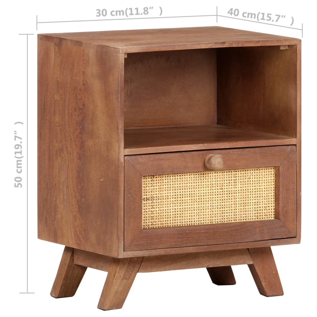 Bedside Cabinet 40x30x50 cm Solid Mango Wood - OLBRIT