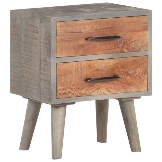 Bedside Cabinet Grey 40x30x50 cm Solid Rough Mango Wood - OLBRIT