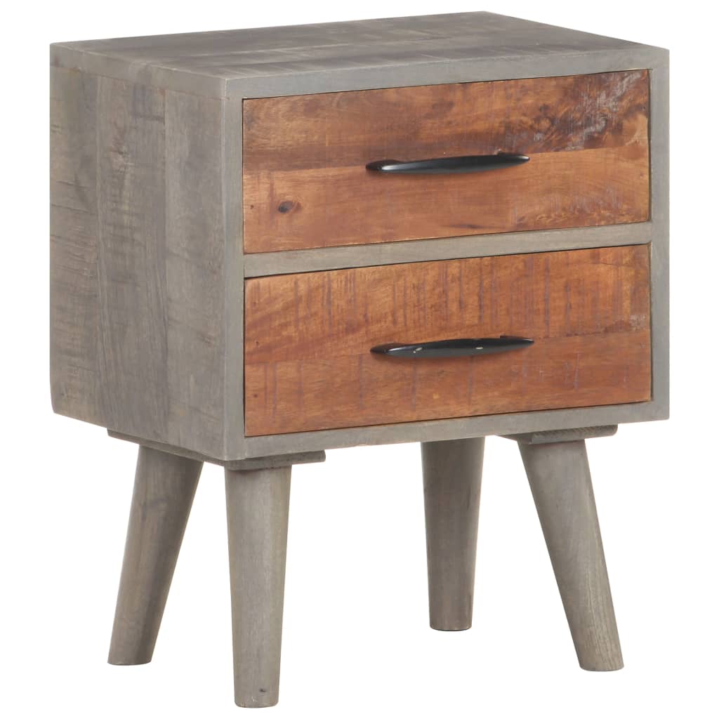 Bedside Cabinet Grey 40x30x50 cm Solid Rough Mango Wood - OLBRIT