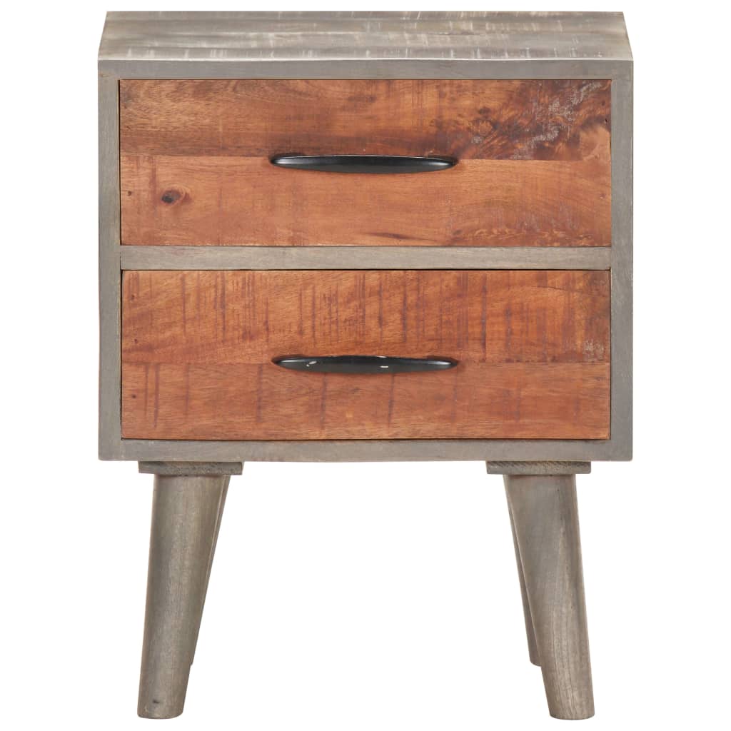 Bedside Cabinet Grey 40x30x50 cm Solid Rough Mango Wood - OLBRIT
