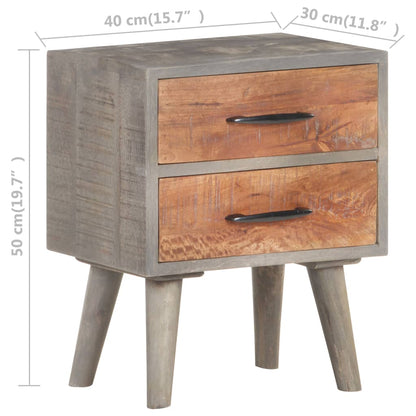 Bedside Cabinet Grey 40x30x50 cm Solid Rough Mango Wood - OLBRIT