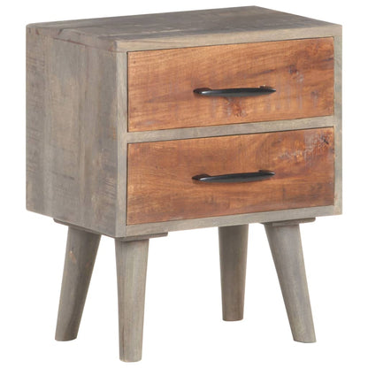 Bedside Cabinet Grey 40x30x50 cm Solid Rough Mango Wood - OLBRIT