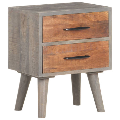 Bedside Cabinet Grey 40x30x50 cm Solid Rough Mango Wood - OLBRIT
