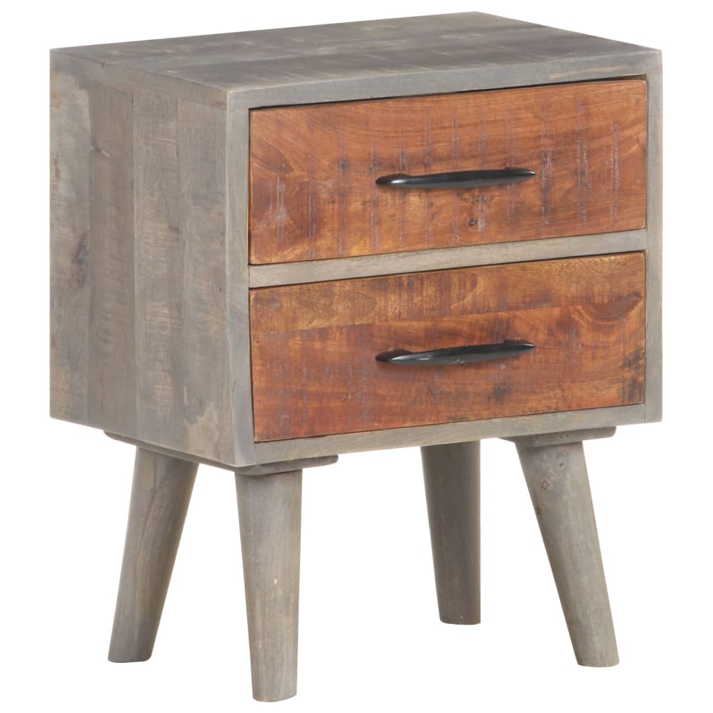 Bedside Cabinet Grey 40x30x50 cm Solid Rough Mango Wood - OLBRIT