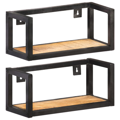 Wall Shelves 2 pcs 40 cm Rough Mango Wood - OLBRIT