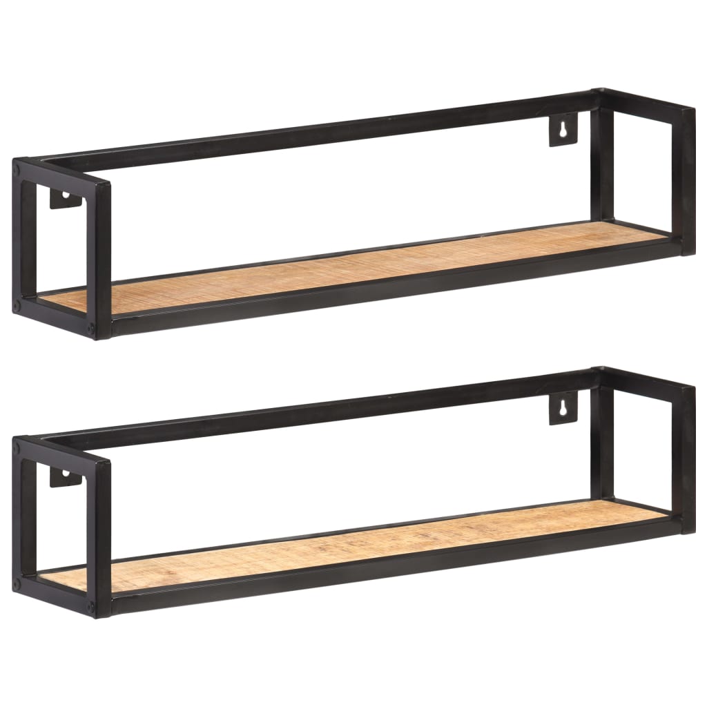 Wall Shelves 2 pcs 80 cm Rough Mango Wood - OLBRIT