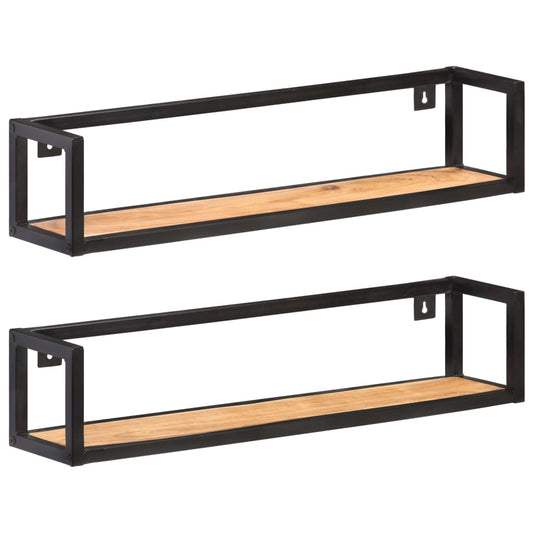 Wall Shelves 2 pcs 80 cm Solid Acacia Wood - OLBRIT