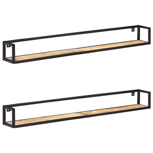 Wall Shelves 2 pcs 160 cm Rough Mango Wood - OLBRIT