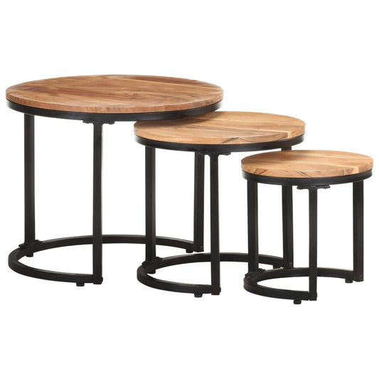 Side Tables 3 pcs Solid Acacia Wood - OLBRIT