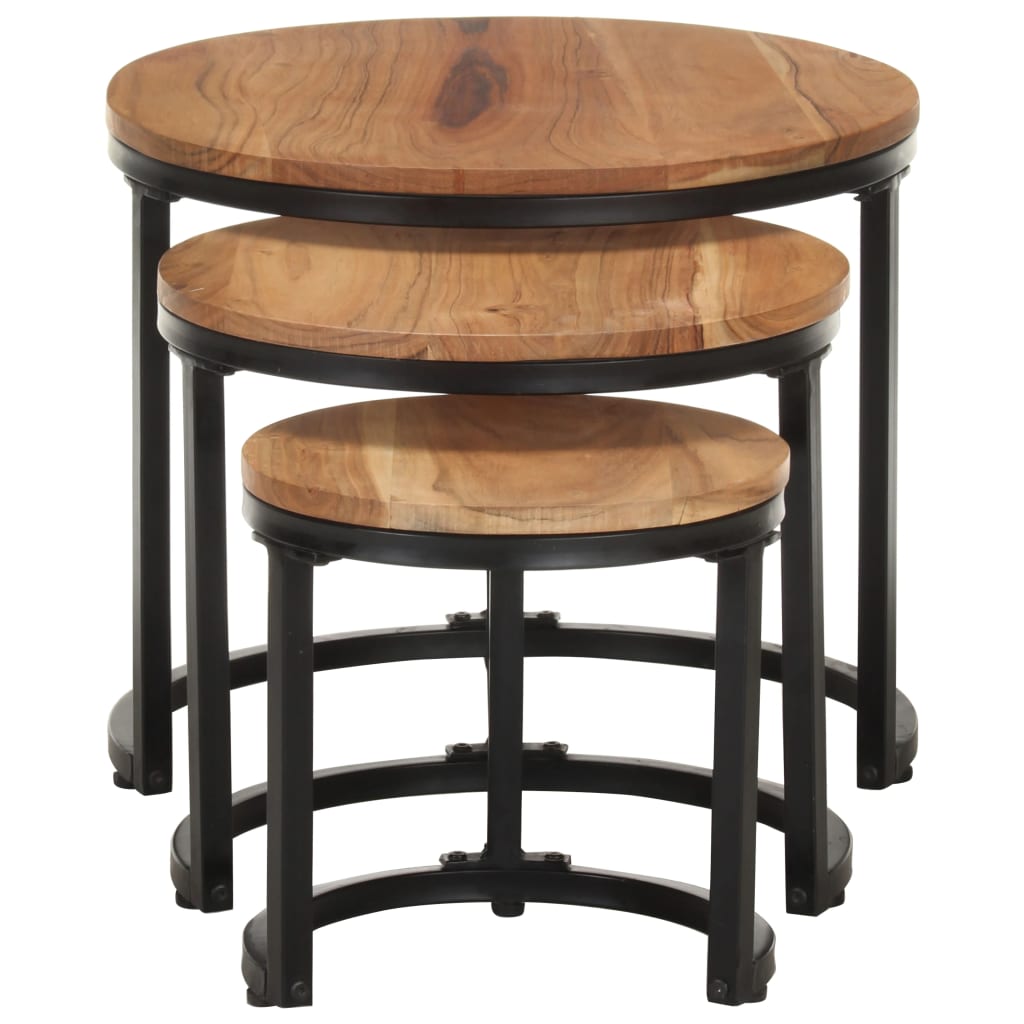 Side Tables 3 pcs Solid Acacia Wood - OLBRIT