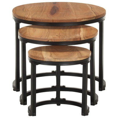 Side Tables 3 pcs Solid Acacia Wood - OLBRIT