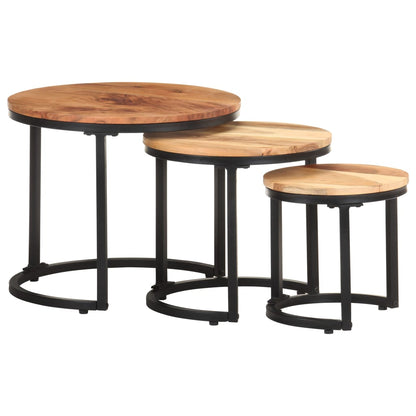 Side Tables 3 pcs Solid Acacia Wood - OLBRIT