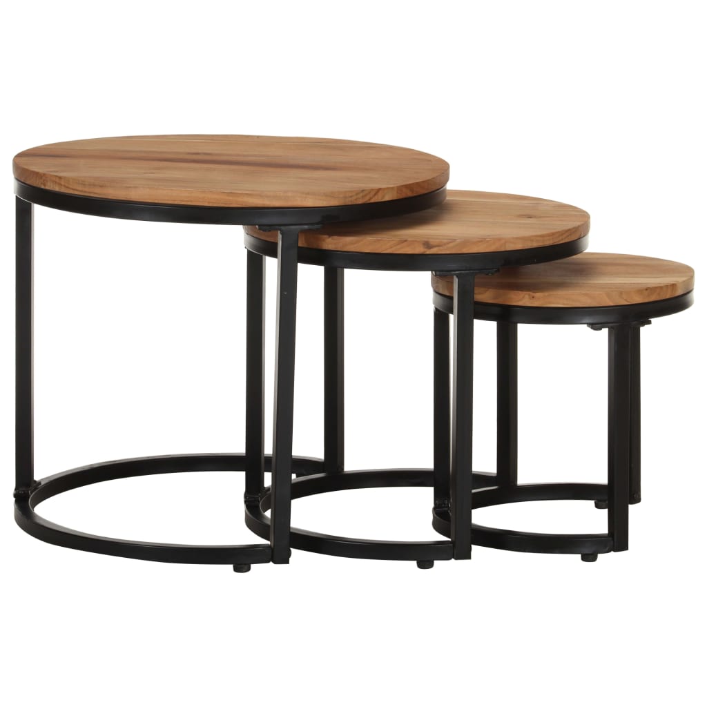 Side Tables 3 pcs Solid Acacia Wood - OLBRIT