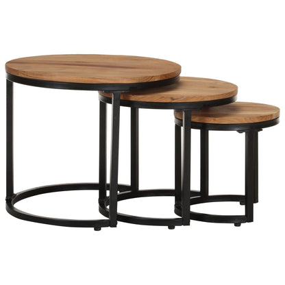 Side Tables 3 pcs Solid Acacia Wood - OLBRIT