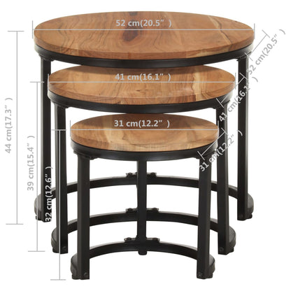 Side Tables 3 pcs Solid Acacia Wood - OLBRIT