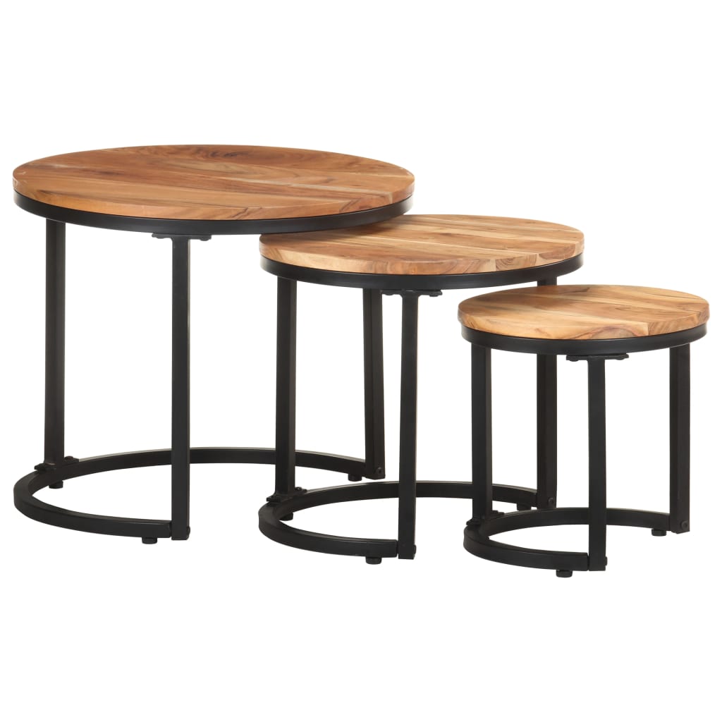 Side Tables 3 pcs Solid Acacia Wood - OLBRIT