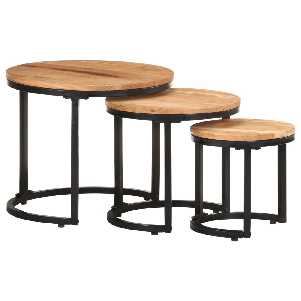 Side Tables 3 pcs Solid Acacia Wood - OLBRIT