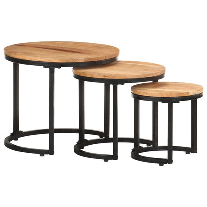 Side Tables 3 pcs Solid Acacia Wood - OLBRIT