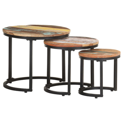 Side Tables 3 pcs Solid Reclaimed Wood - OLBRIT