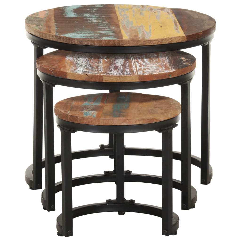 Side Tables 3 pcs Solid Reclaimed Wood - OLBRIT