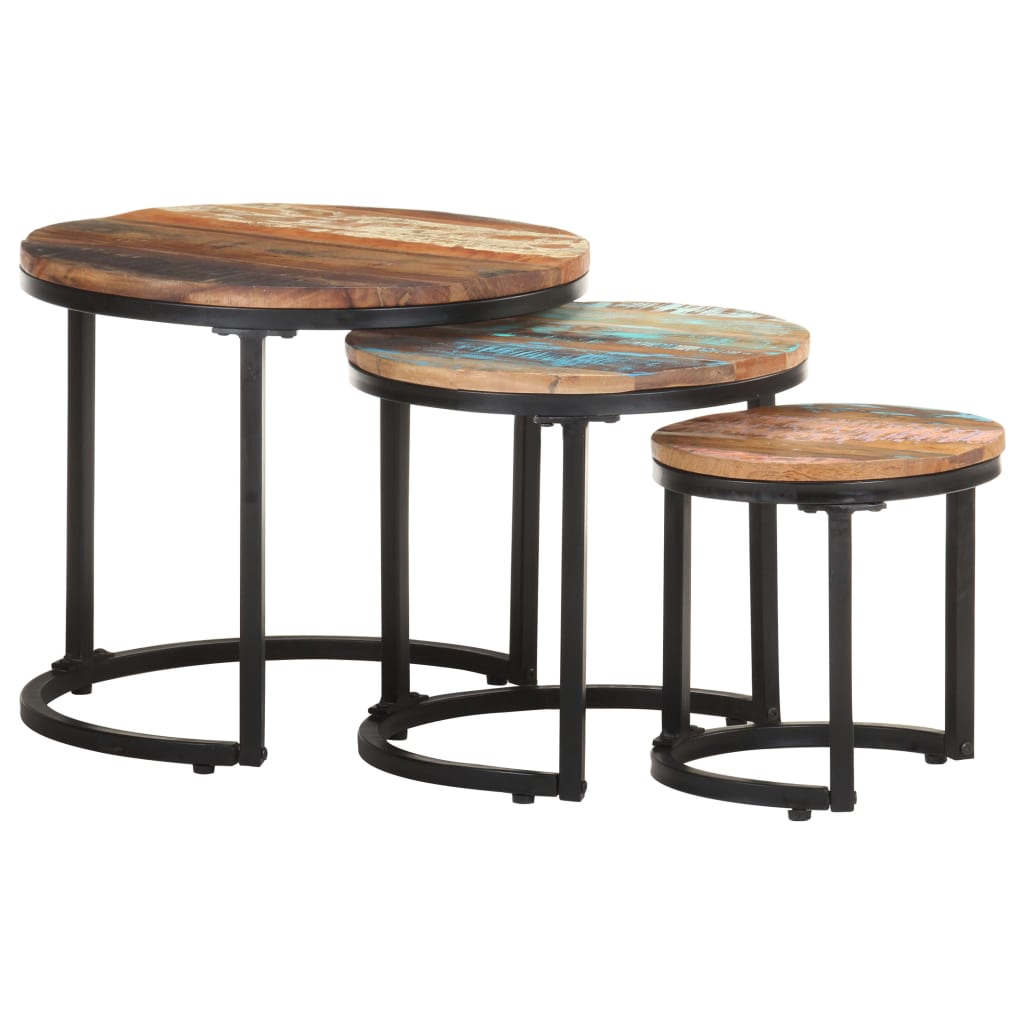 Side Tables 3 pcs Solid Reclaimed Wood - OLBRIT