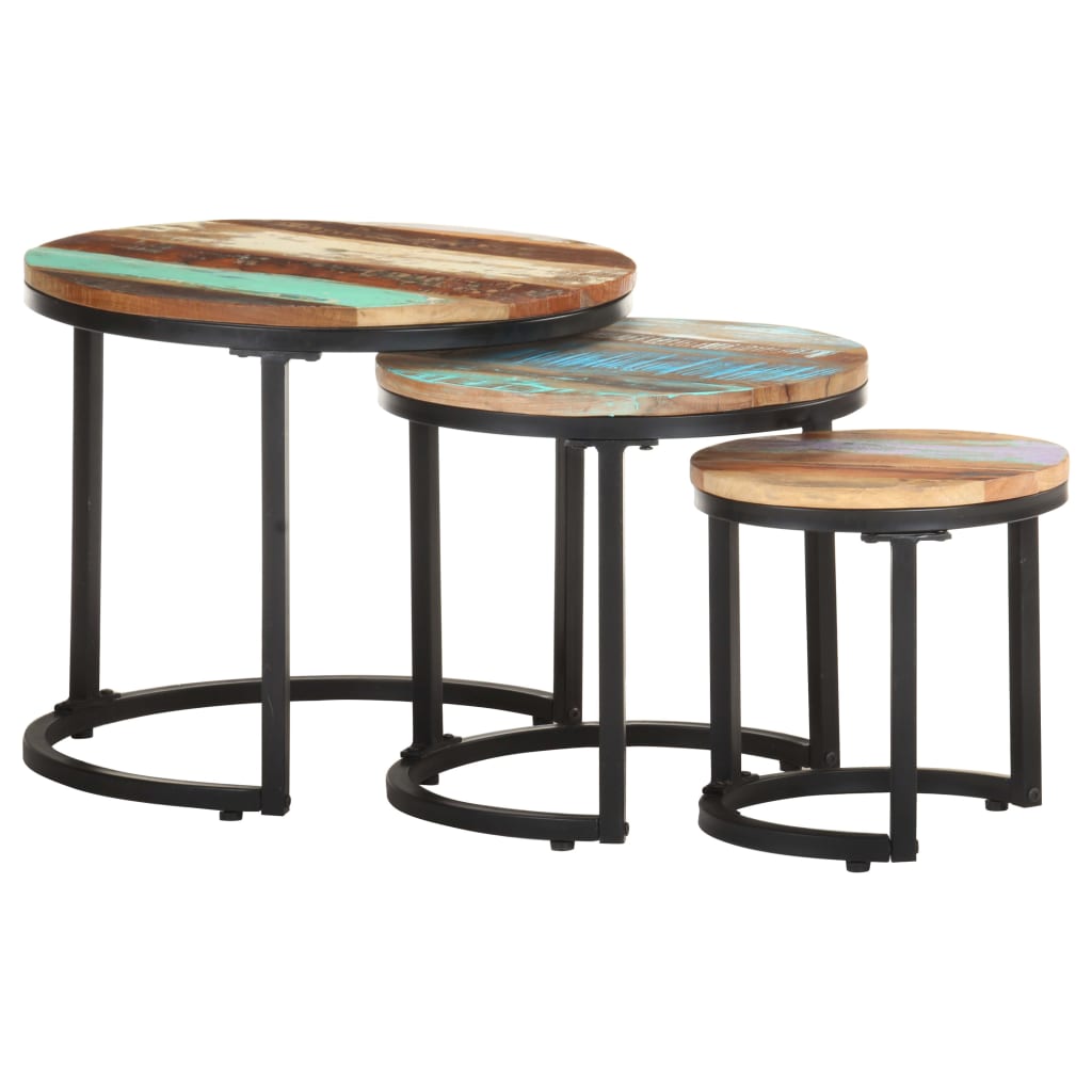 Side Tables 3 pcs Solid Reclaimed Wood - OLBRIT