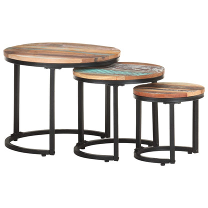 Side Tables 3 pcs Solid Reclaimed Wood - OLBRIT