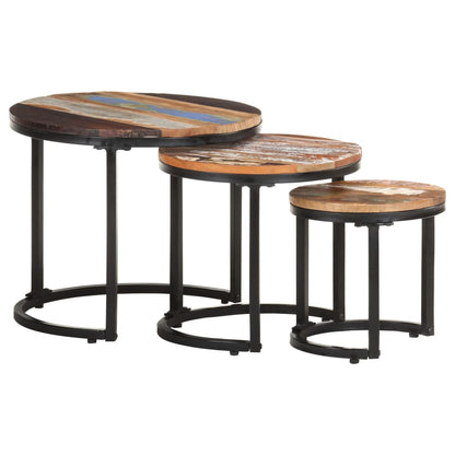 Side Tables 3 pcs Solid Reclaimed Wood - OLBRIT