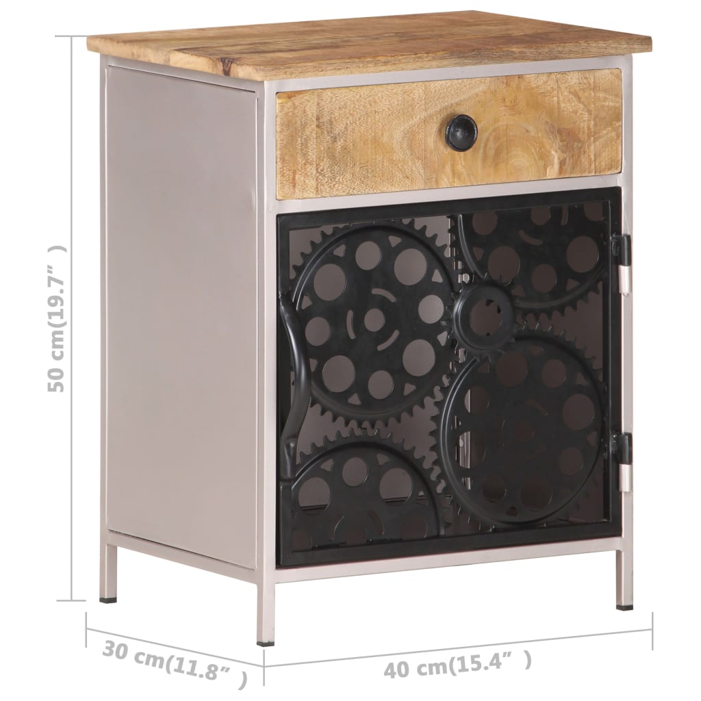 Bedside Cabinet 40x30x50 cm Rough Mango Wood - OLBRIT