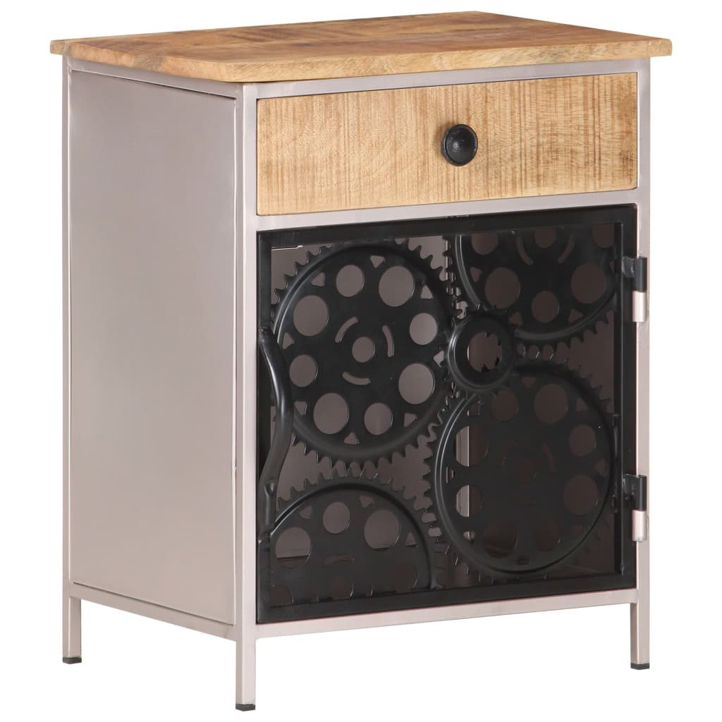 Bedside Cabinet 40x30x50 cm Rough Mango Wood - OLBRIT