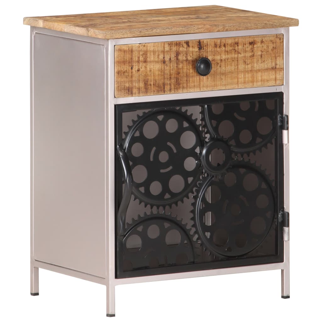 Bedside Cabinet 40x30x50 cm Rough Mango Wood - OLBRIT